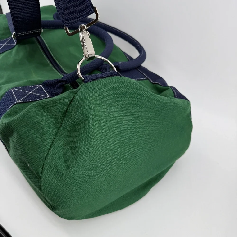 Tommy Hilfiger Duffle Bag L Green Navy Colorblock Cotton Embroidered Logo